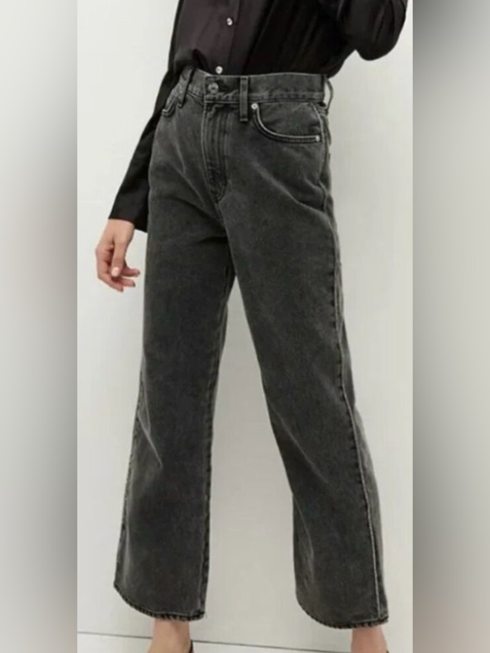 NWT Veronica Beard Dylan Straight Leg Ankle High Rise Jeans Stoned Wash Onyx 28